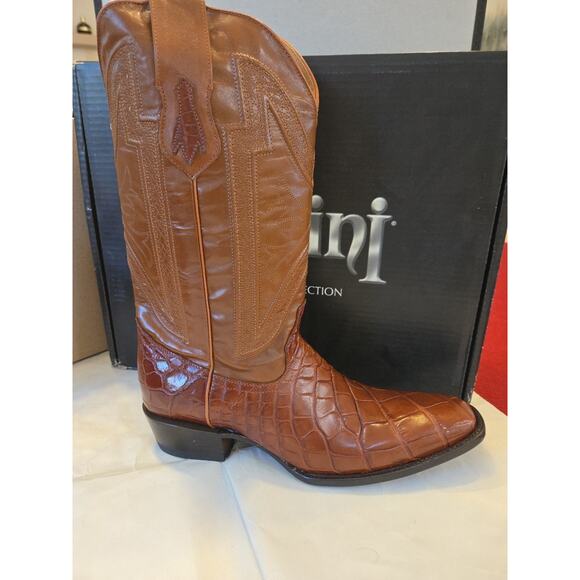 Ferrini Men\'s Stallion Exotic Black Alligator Belly Cognac Boots 13D! main image 4